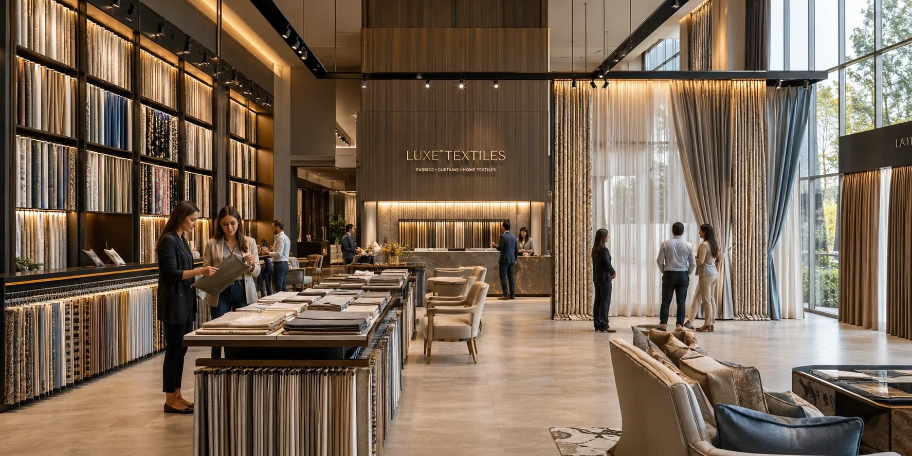Premium fabrics, curtains and home textiles showroom